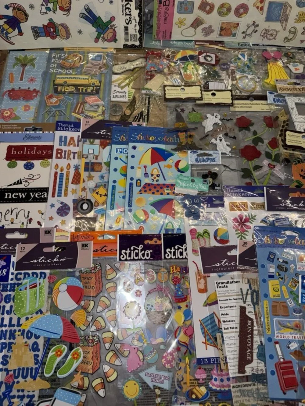 Lot Of 70 Pkgs NEW Scrapbook Stickers Jolees Sticko Disney Recollections 3D